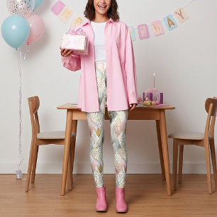 Legging Xadrez e bolinhas abstratas cintilantes pastel