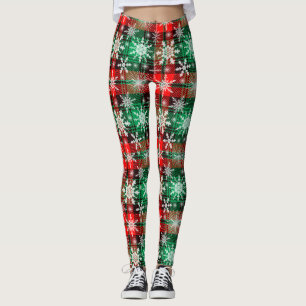 Legging Xadrez E Flocos De Neve Natal