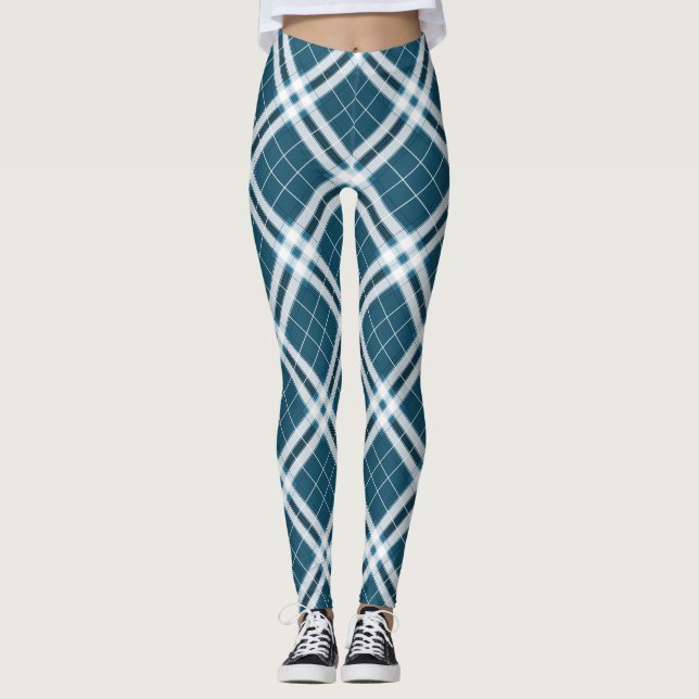 Legging Xadrez em Meias azul e branco (Frente)