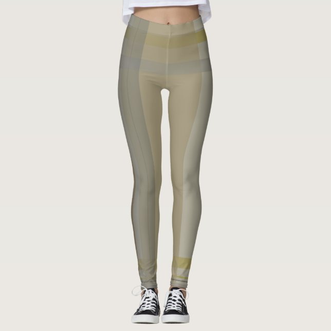 Legging xadrez em ouro, cobre prateado, cinzentos e beges (Frente)