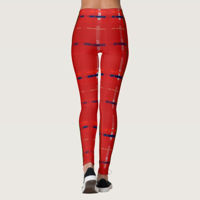 Legging xadrez em vermelho, ouro, verde, prata e azul (Verso)