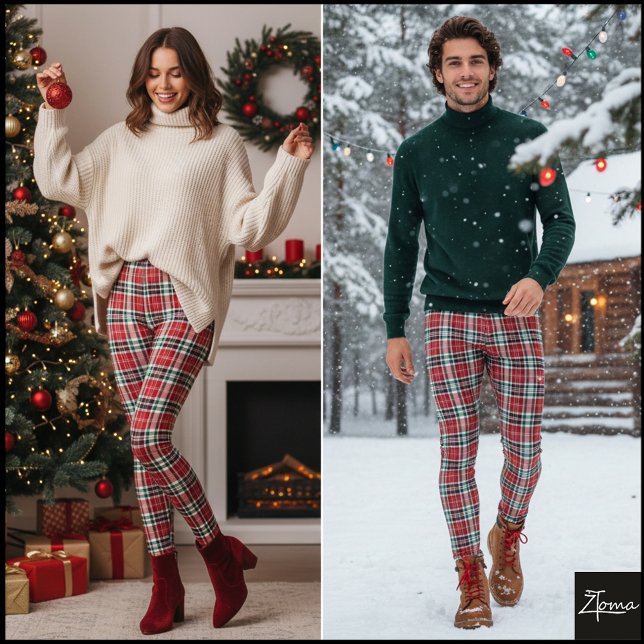 Legging Xadrez Escocês Grosso Verde Vermelho Natal (Criador carregado)