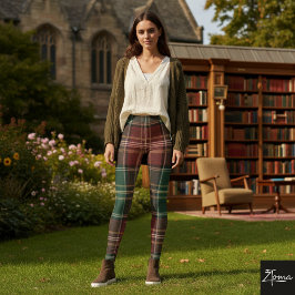 Legging Xadrez Escocês Tartan Vermelho Verde Clássico Repe