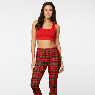 Legging Xadrez Escocês Vermelho e Verde Natalino