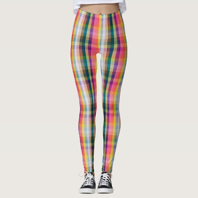 Legging Xadrez escocesa abstrata (Frente)