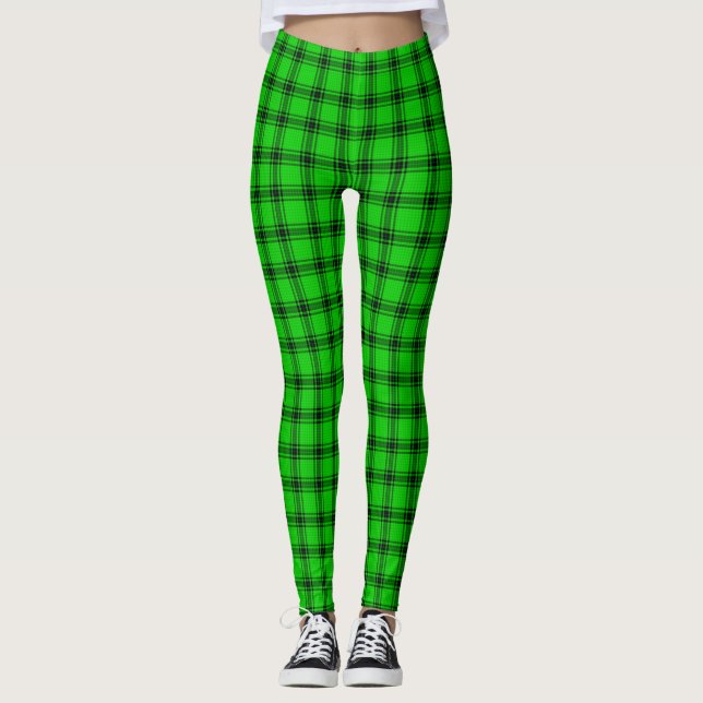 Legging Xadrez Escocesa Verde E Negra De Tartan (Frente)
