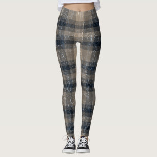 Legging Xadrez-fissura bege e coxas castanhas