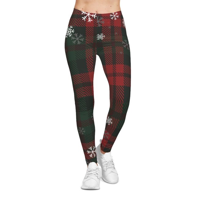 Legging Xadrez Flocos de neve Flocos de inverno russos (Plaid Snowflakes Rustic Winter Christmas Leggings)