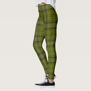Legging Xadrez gigante preta & vermelha da verde azeitona