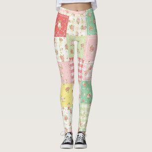 Legging Xadrez Ginga Floral em Pastel Suave