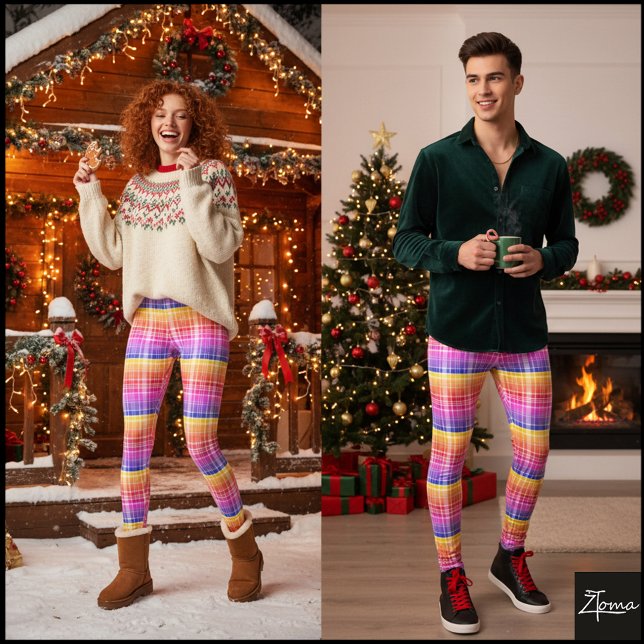 Legging Xadrez Gradiente Vibrante Faixas de Cor Horizontai (Criador carregado)