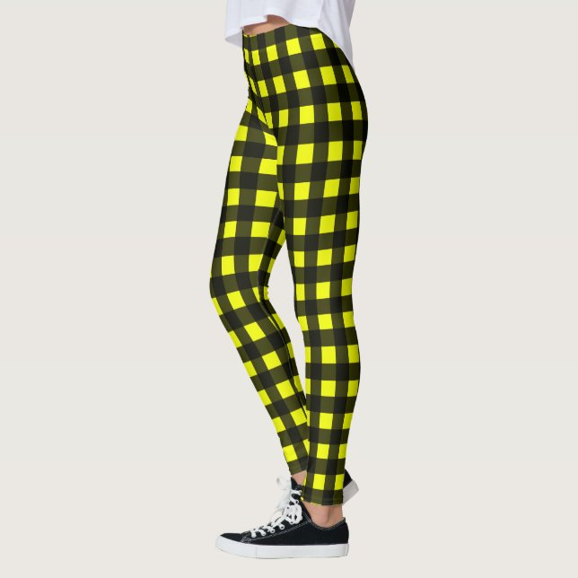 Legging Xadrez Grande de Buffalo Amarelo (Esquerda)