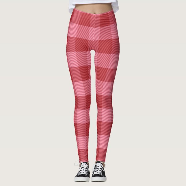 Legging Xadrez Namorados rosa e vermelha (Frente)