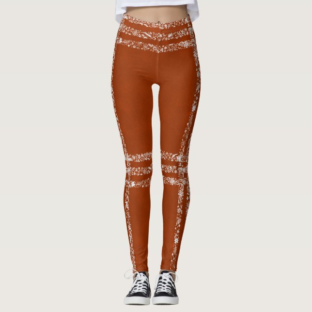 Legging Xadrez preenchido com floral umber (Frente)