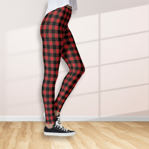 Legging Xadrez preta vermelha do búfalo do lenhador