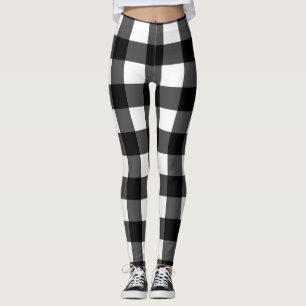 Legging Xadrez Preto e Branco de Búfalo em Quadros Vichy