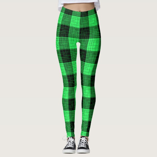 Legging Xadrez Preto Verde (Frente)