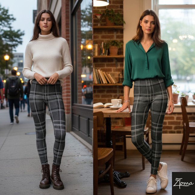 Legging Xadrez Quadrado Monocromático Cinza Escuro (Criador carregado)