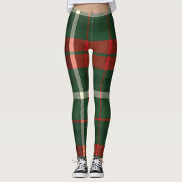 Legging Xadrez quente em vermelho, verde e branco