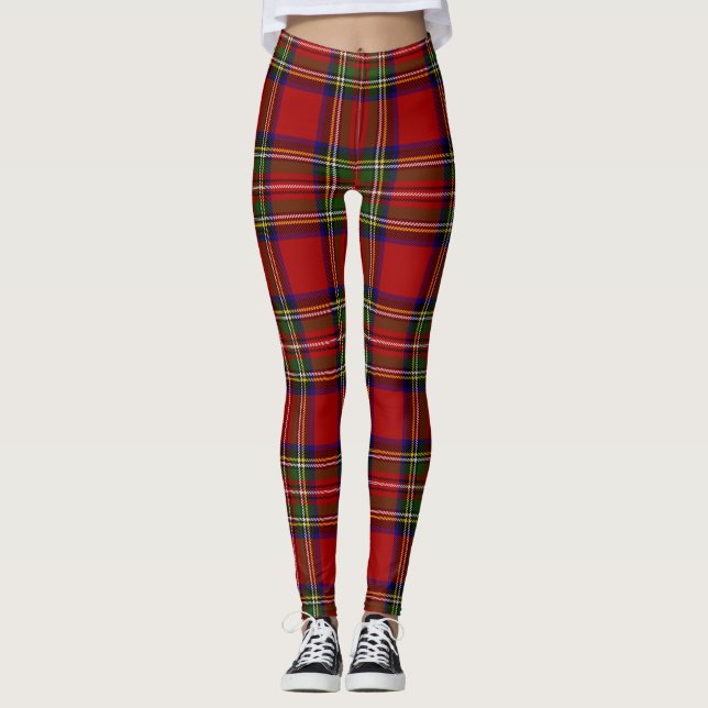Legging Xadrez Real Stewart Tartan Padrão Escocês (Frente)