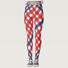 Legging Xadrez Red White e Blue Gingham