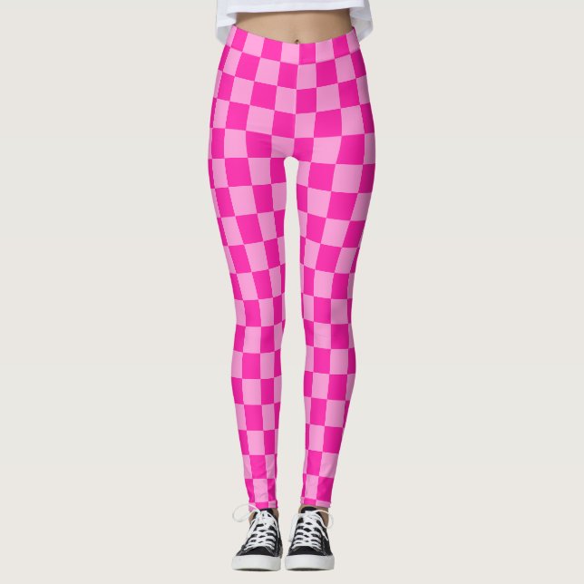 Legging Xadrez Rosa Atraente (Frente)