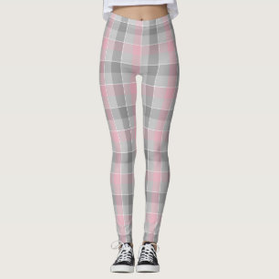 Legging xadrez rosa e cinza