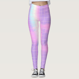 Legging Xadrez Roxo Aestésico Céu Arco-Íris