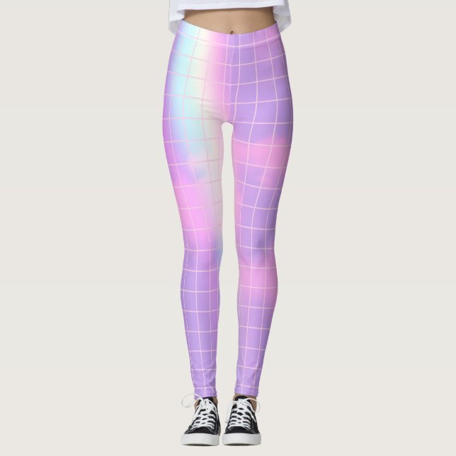 Legging Xadrez Roxo Aestésico Céu Arco-Íris (Frente)