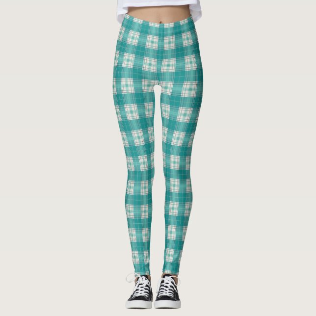Legging xadrez teal (Frente)