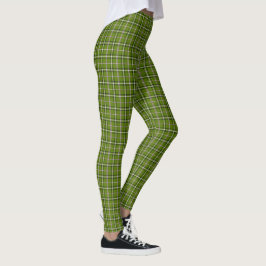 Legging Xadrez Verde Abacate Padrão de Janela Retrô