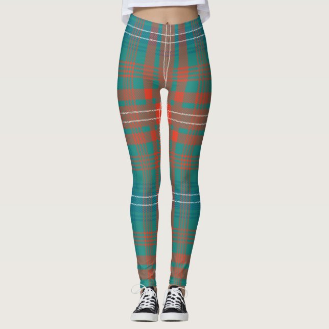 Legging Xadrez Verde Azul do Clã Escocês Wilson (Frente)