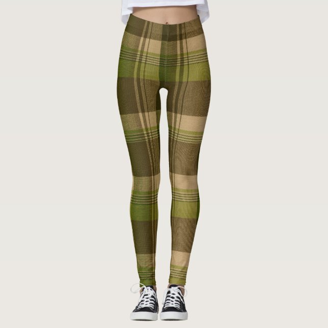 Legging Xadrez Verde E Castanho (Frente)