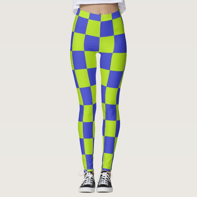 Legging Xadrez Verde Lima e Azul  (Frente)