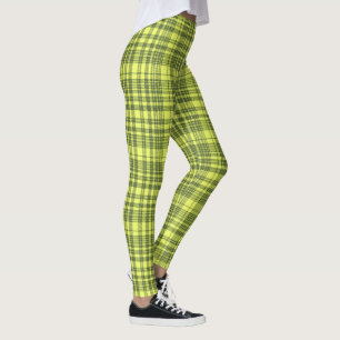 Legging Xadrez Verde Oliva e Amarelo Lima