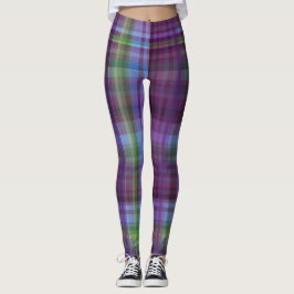 Legging xadrez verde-roxo