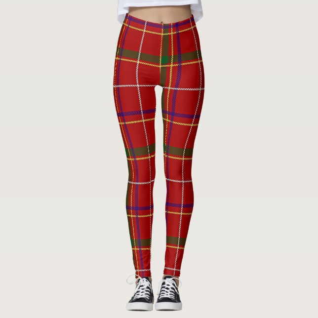 Legging Xadrez Vermelha Colorida de Tartan (Frente)