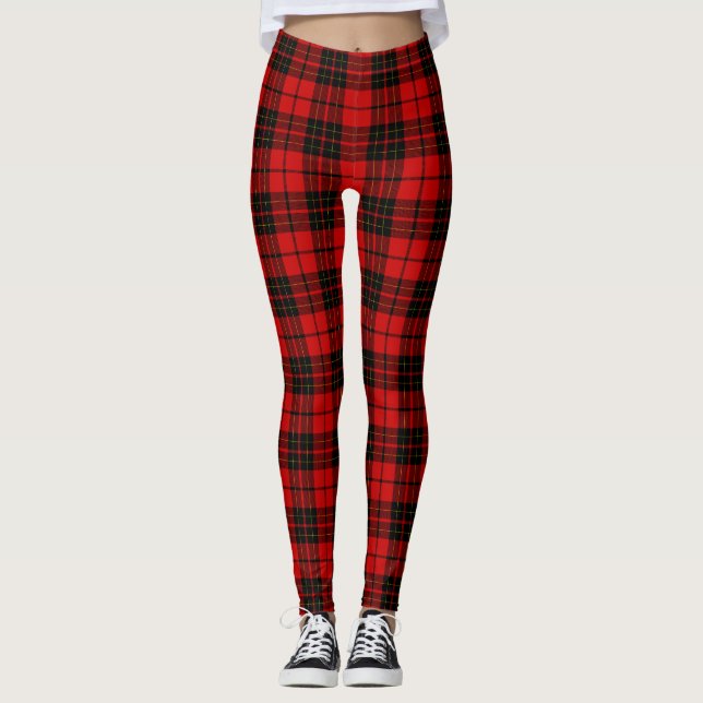 Legging Xadrez vermelha do Brodie tartan (Frente)