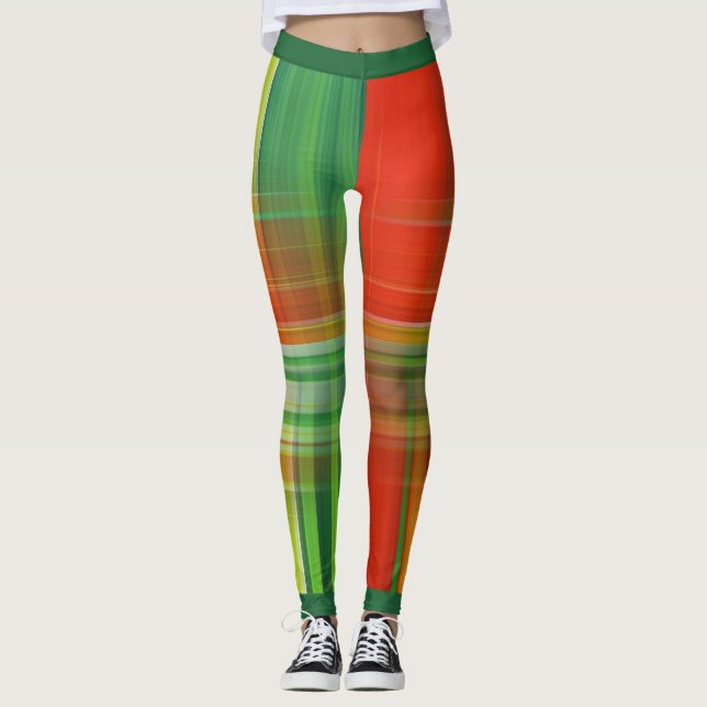 Legging Xadrez Vermelha e Verde (Frente)