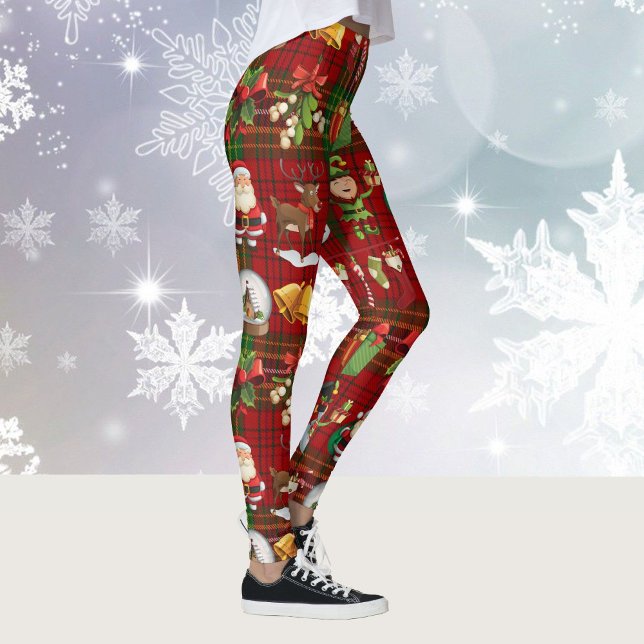Legging Xadrez Vermelha e Verde do Espírito Natal (Criador carregado)