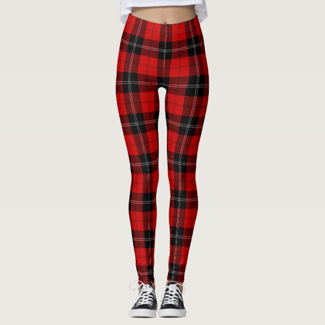 Legging Xadrez vermelho e preto Ramsay tartan (Frente)