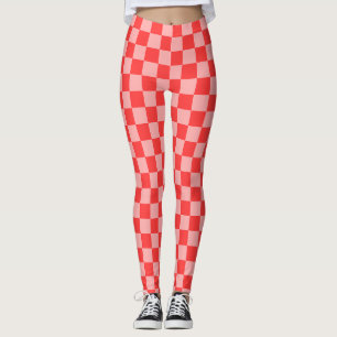 Legging Xadrez Vermelho e Rosa Atraente