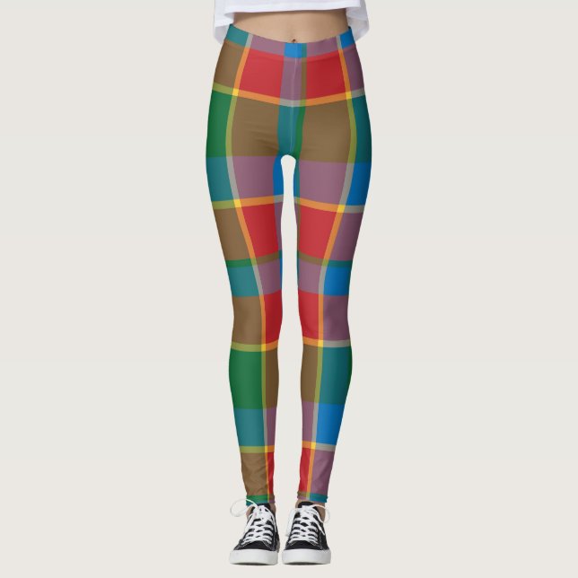 Legging Xadrez Vermelho, Verde, Amarelo e Azul (Frente)