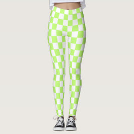 Legging Xadrez visual clássico em verde-limão