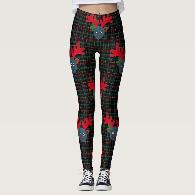 Legging xadrez xmas reindeer moon emoji (Frente)