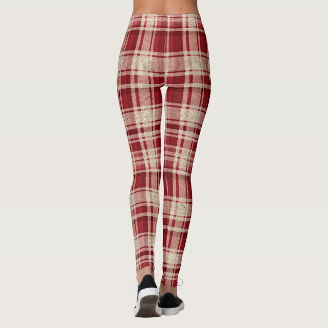 Legging Xadrezes de Creme Vermelho (Verso)