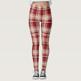 Legging Xadrezes de Creme Vermelho