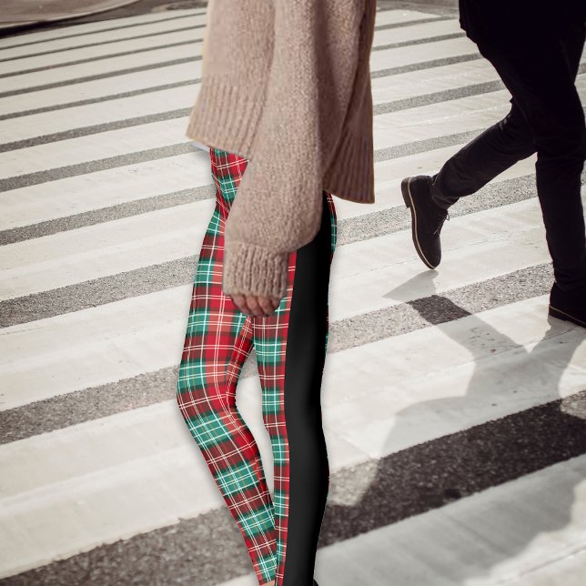 Legging Xadrezes de Natal Tartan Black Side Seams (Criador carregado)