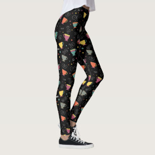 Legging Xícaras de chá quente coloridas desenho de inverno