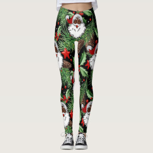 Legging xmas holly black santa claus